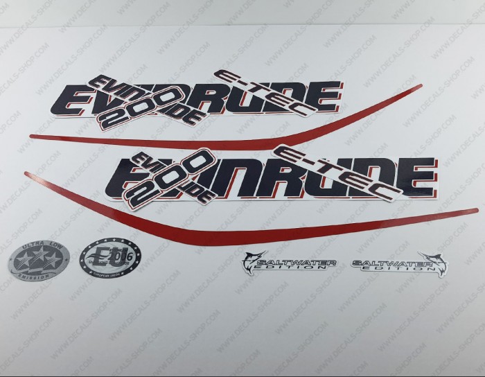 Evinrude 200HP E-tec (60° V6, 2.6L) 2006-2008 Outboard Decal Kit